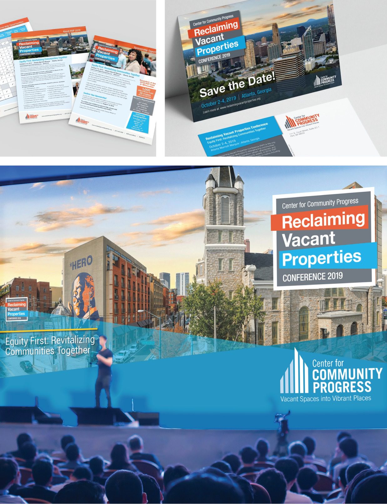 Community-progress-Web-Pages-b-04 RVP Conference Brand Materials: pages from promotional package; save the date card; conference stage backdrop